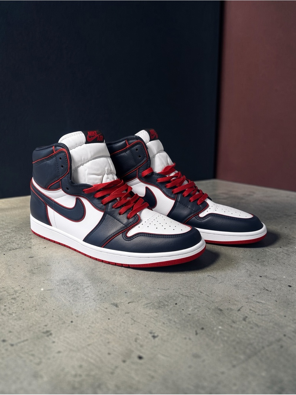 Nike Men's High-Top Sneakers - White/Navy with Red Accents
